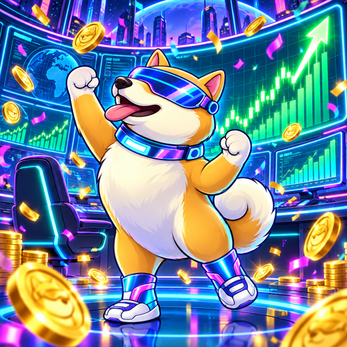 SolDoge celebrating a winning run in the neon control room